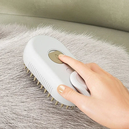 3-in-1 Pet Massage Brush with Steam Spray and Rotatable Design for Effective Hair Removal